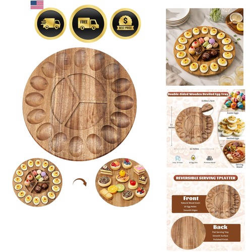 Acacia wood deviled egg - wood,